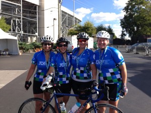 My finish line crew! Rocking the blue jerseys! 